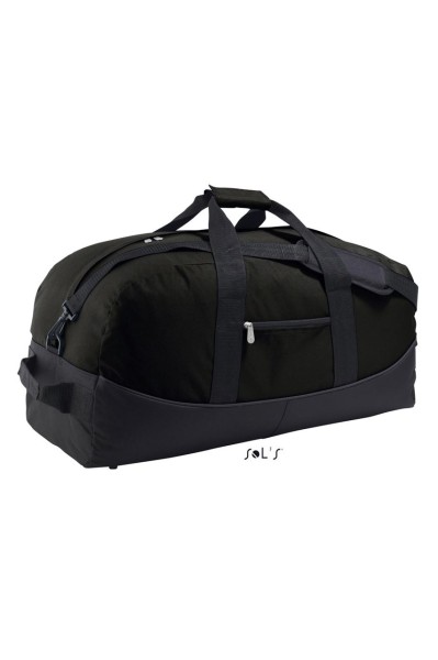 SOL'S STADIUM 65 - TWO COLOUR 600D POLYESTER TRAVEL/SPORTS BAG Fekete 