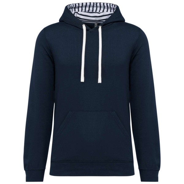 UNISEX CONTRAST PATTERNED HOODED SWEATSHIRT Kék 