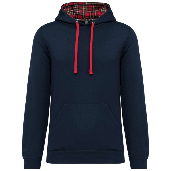 UNISEX CONTRAST PATTERNED HOODED SWEATSHIRT Kék 