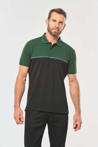 UNISEX ECO-FRIENDLY TWO-TONE SHORT SLEEVE POLO SHIRT Kék 
