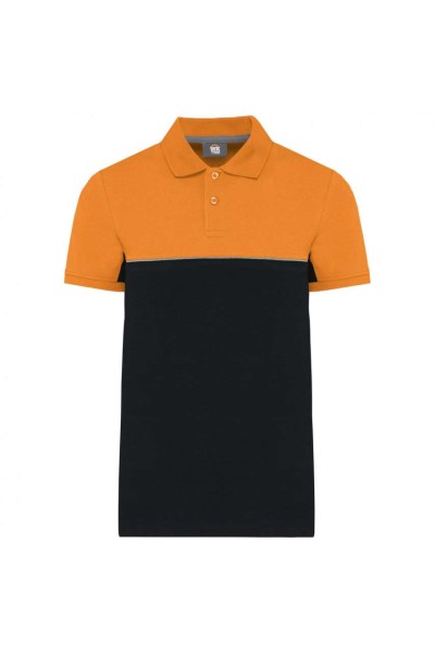 UNISEX ECO-FRIENDLY TWO-TONE SHORT SLEEVE POLO SHIRT Fekete 