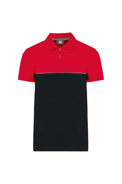 UNISEX ECO-FRIENDLY TWO-TONE SHORT SLEEVE POLO SHIRT Fekete 