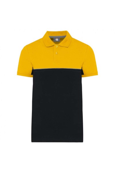 UNISEX ECO-FRIENDLY TWO-TONE SHORT SLEEVE POLO SHIRT Fekete 