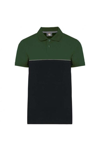 UNISEX ECO-FRIENDLY TWO-TONE SHORT SLEEVE POLO SHIRT Fekete 