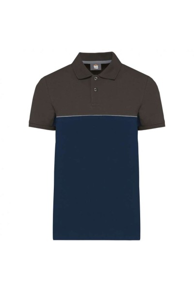UNISEX ECO-FRIENDLY TWO-TONE SHORT SLEEVE POLO SHIRT Kék 