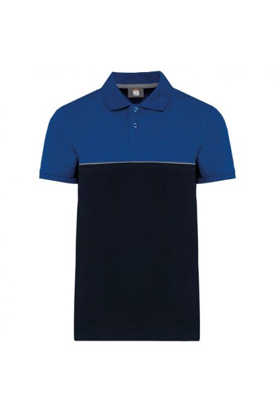 UNISEX ECO-FRIENDLY TWO-TONE SHORT SLEEVE POLO SHIRT Kék 