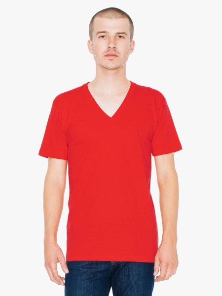 UNISEX FINE JERSEY V-NYAKÚ PÓLÓ Piros 
