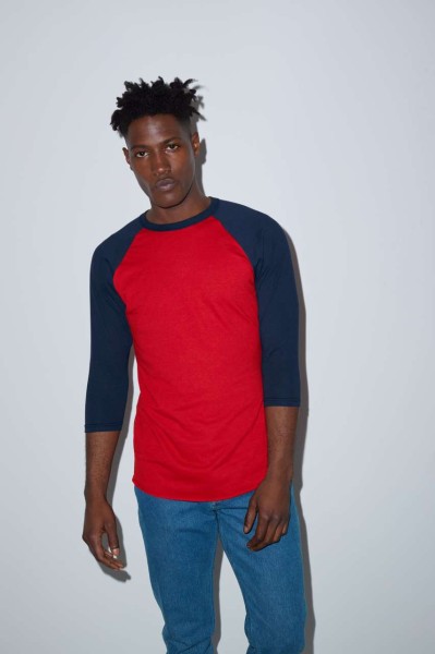 UNISEX POLY-COTTON 3/4 UJJÚ RAGLAN PÓLÓ Kék 