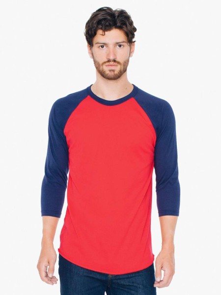 UNISEX POLY-COTTON 3/4 UJJÚ RAGLAN PÓLÓ Piros 