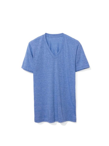 UNISEX TRI-BLEND RÖVID UJJÚ V-NYAKÚ PÓLÓ Kék 