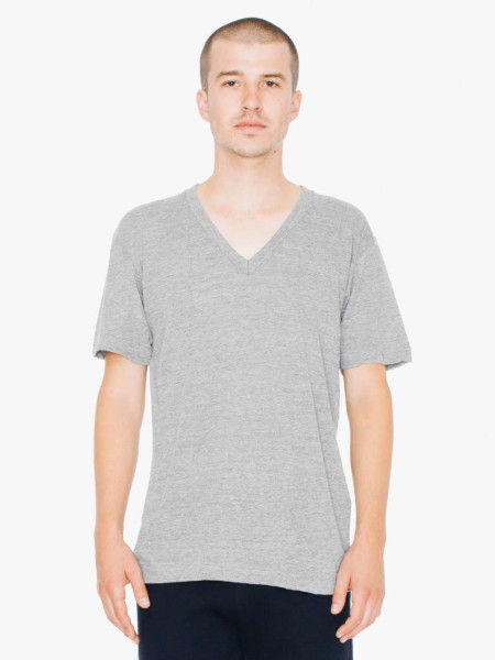 UNISEX TRI-BLEND RÖVID UJJÚ V-NYAKÚ PÓLÓ  