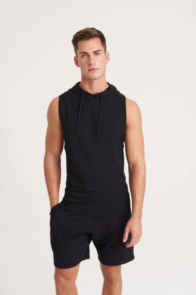 URBAN SLEEVEESS MUSCLE HOODIE Fekete 