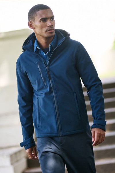 VENTURER 3 LAYER HOODED PRINTABLE SOFTSHELL JACKET Fekete 