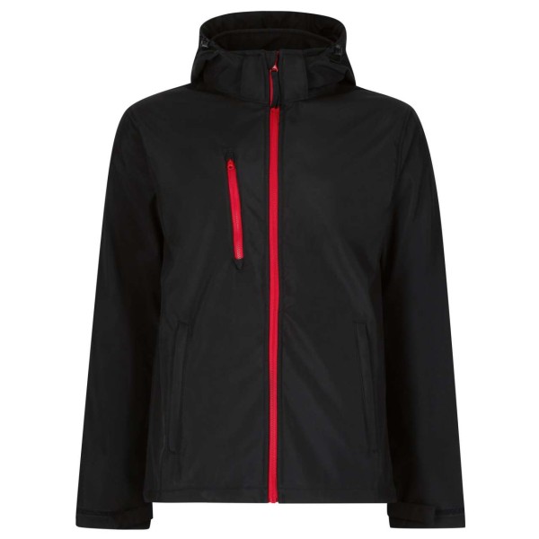 VENTURER 3 LAYER HOODED PRINTABLE SOFTSHELL JACKET Fekete 