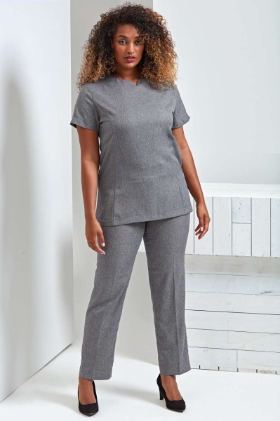 ‘VIOLA' LINEN-LOOK CUT NECK BEAUTY TUNIC Fekete 