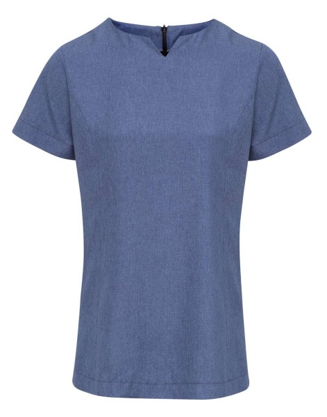 ‘VIOLA' LINEN-LOOK CUT NECK BEAUTY TUNIC Kék 