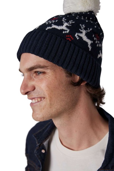 WINTER BEANIE WITH REINDEER DESIGN Barna 
