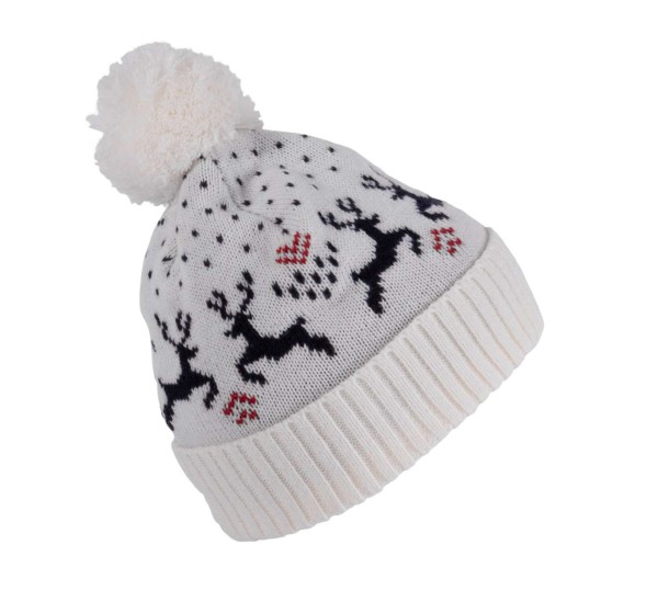 WINTER BEANIE WITH REINDEER DESIGN Barna 