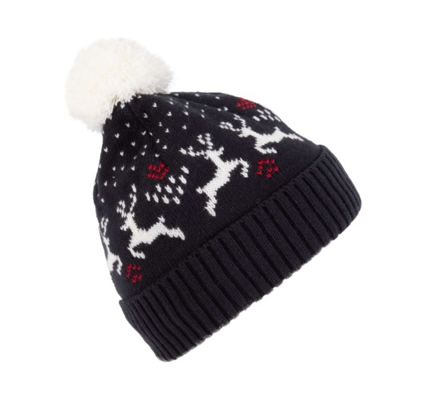 WINTER BEANIE WITH REINDEER DESIGN Kék 