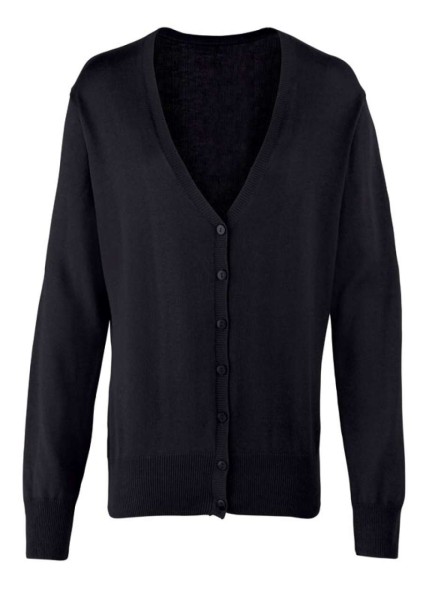WOMEN'S BUTTON-THROUGH KNITTED CARDIGAN Fekete 