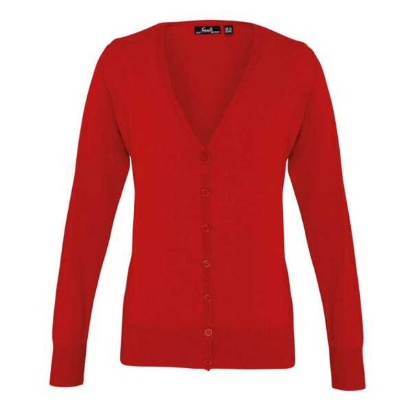 WOMEN'S BUTTON-THROUGH KNITTED CARDIGAN Piros 