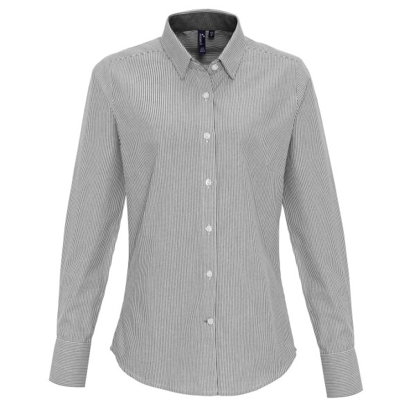 WOMEN'S COTTON RICH OXFORD STRIPES SHIRT Fehér 