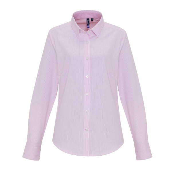 WOMEN'S COTTON RICH OXFORD STRIPES SHIRT Fehér 
