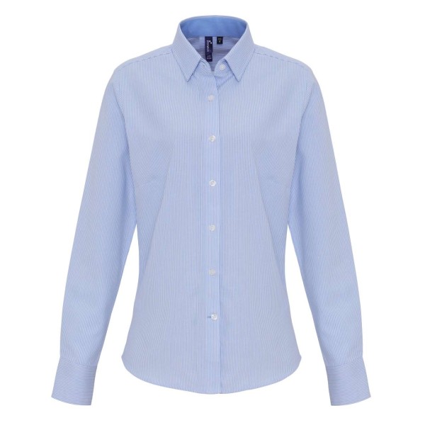 WOMEN'S COTTON RICH OXFORD STRIPES SHIRT Fehér 