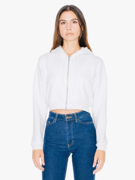 WOMEN'S FLEX FLEECE CROPPED ZIP HOODED SWEATSHIRT Fehér 