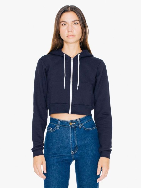 WOMEN'S FLEX FLEECE CROPPED ZIP HOODED SWEATSHIRT Kék 