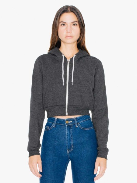 WOMEN'S FLEX FLEECE CROPPED ZIP HOODED SWEATSHIRT Szürke 