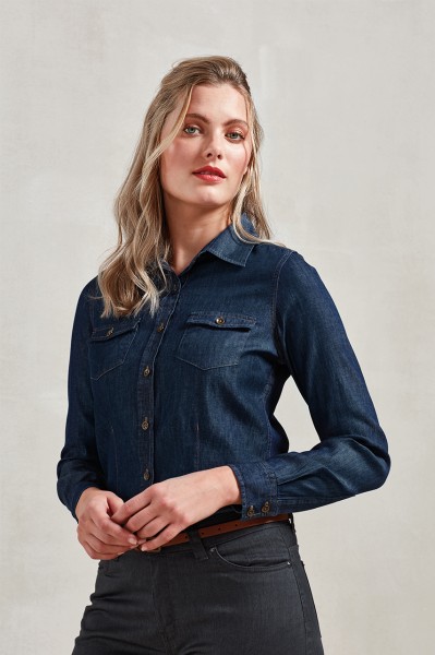 WOMEN'S JEANS STITCH DENIM SHIRT Szürke 