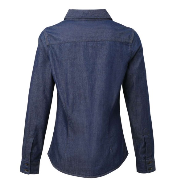 WOMEN'S JEANS STITCH DENIM SHIRT Kék 