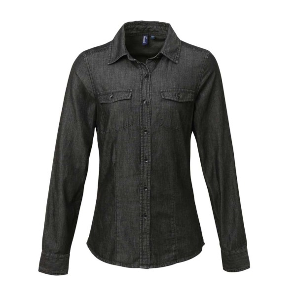 WOMEN'S JEANS STITCH DENIM SHIRT Szürke 