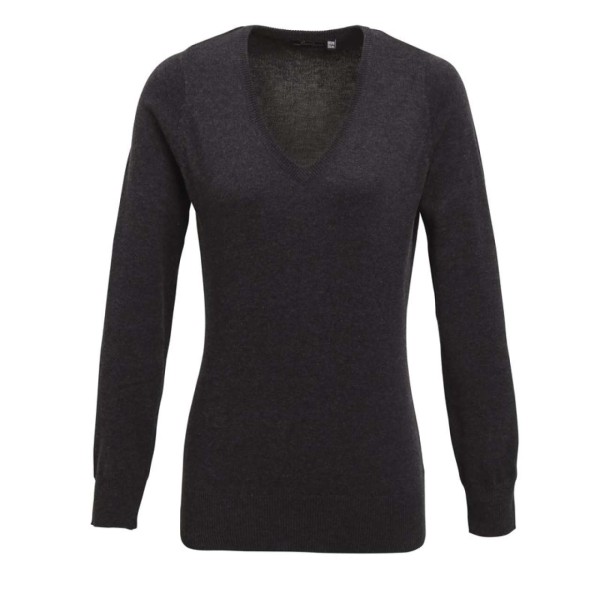 WOMEN'S KNITTED V-NECK SWEATER Szürke 