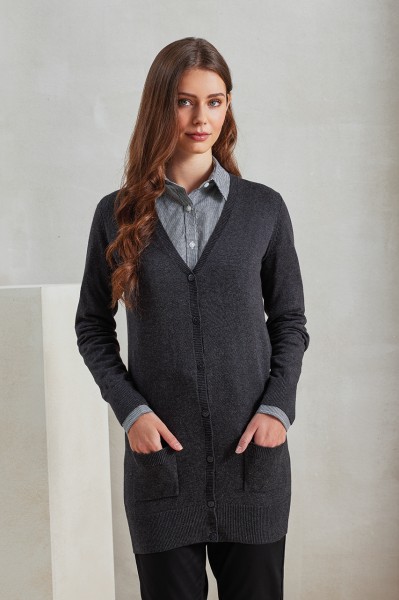 WOMEN'S LONG LENGTH KNITTED CARDIGAN Szürke 