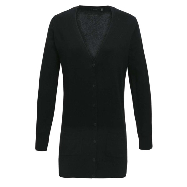 WOMEN'S LONG LENGTH KNITTED CARDIGAN Fekete 
