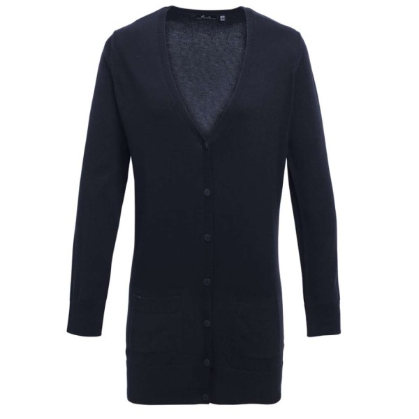 WOMEN'S LONG LENGTH KNITTED CARDIGAN Kék 
