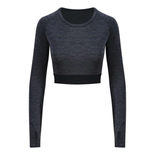WOMEN'S LONG SLEEVE CROP T Fekete 