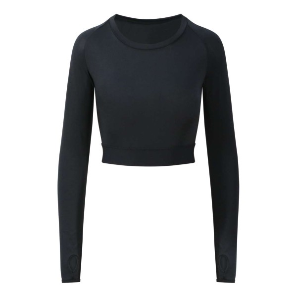 WOMEN'S LONG SLEEVE CROP T Fekete 