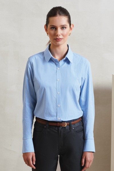WOMEN'S LONG SLEEVE GINGHAM MICROCHECK SHIRT Fekete 