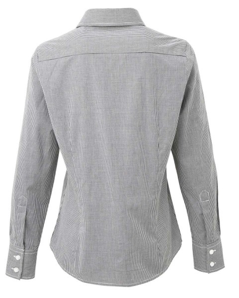 WOMEN'S LONG SLEEVE GINGHAM MICROCHECK SHIRT Fekete 