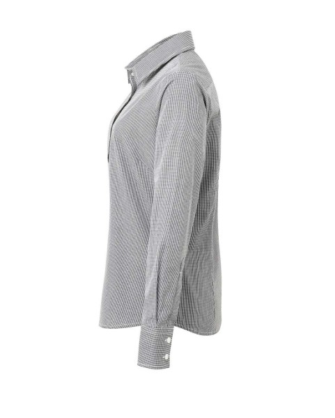 WOMEN'S LONG SLEEVE GINGHAM MICROCHECK SHIRT Fekete 