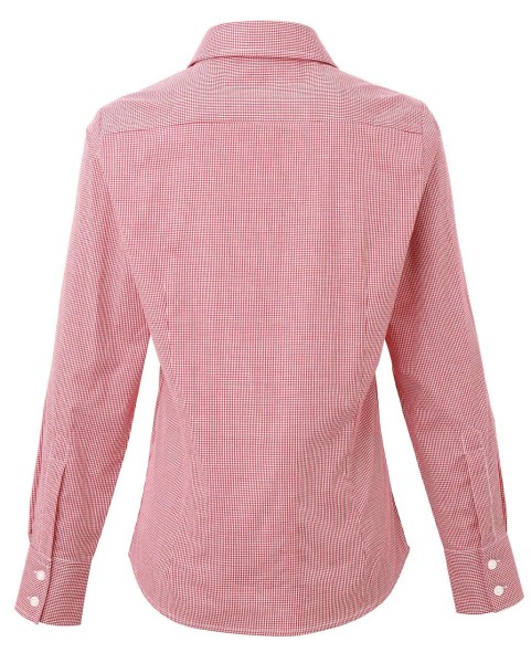 WOMEN'S LONG SLEEVE GINGHAM MICROCHECK SHIRT Piros 