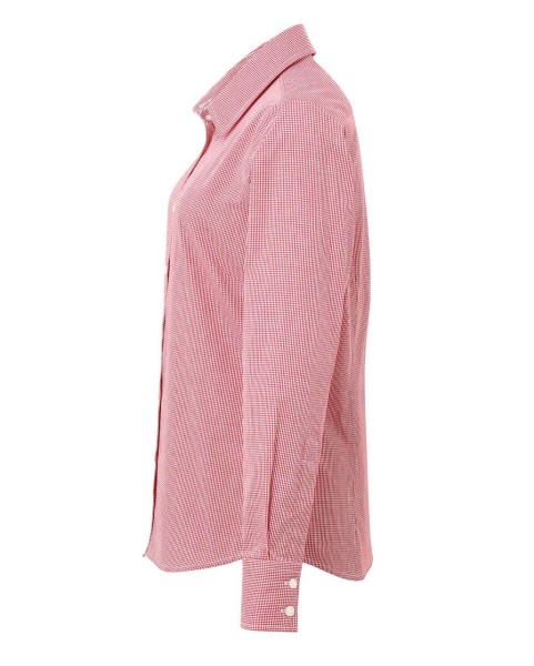 WOMEN'S LONG SLEEVE GINGHAM MICROCHECK SHIRT Piros 