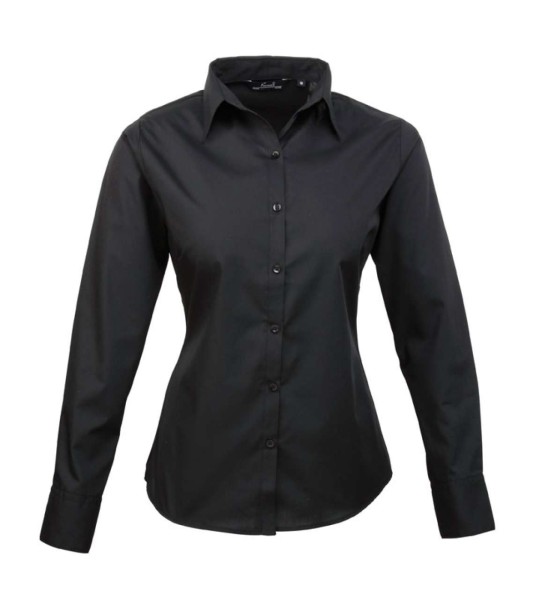 WOMEN'S LONG SLEEVE POPLIN BLOUSE Fekete 