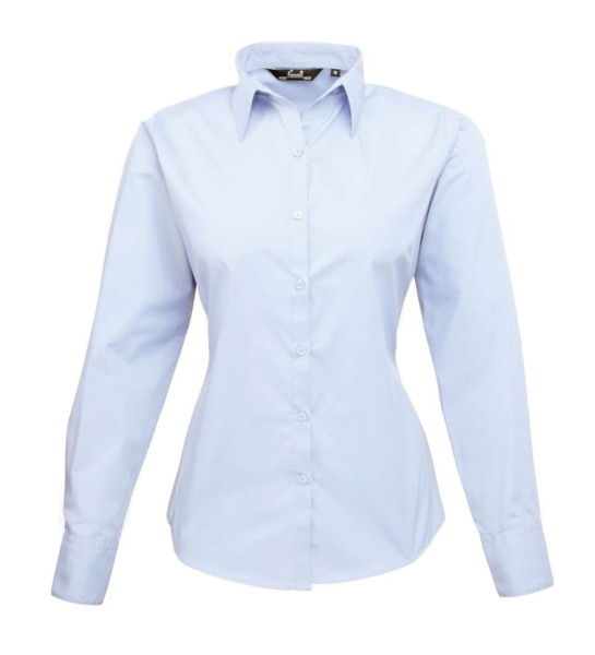 WOMEN'S LONG SLEEVE POPLIN BLOUSE Kék 