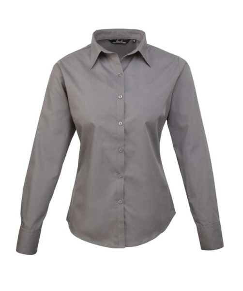 WOMEN'S LONG SLEEVE POPLIN BLOUSE Szürke 