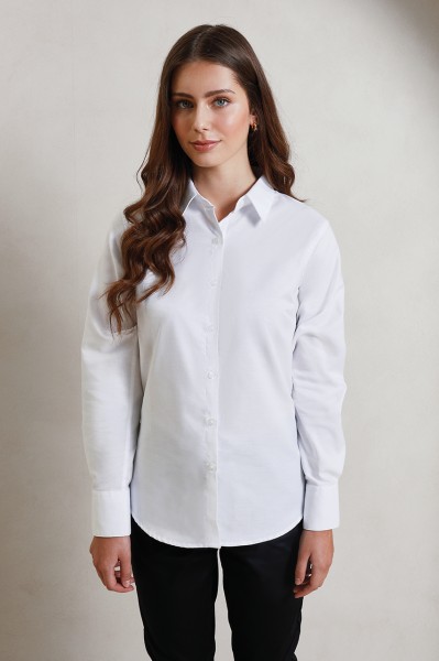 WOMEN'S LONG SLEEVE SIGNATURE OXFORD BLOUSE Kék 