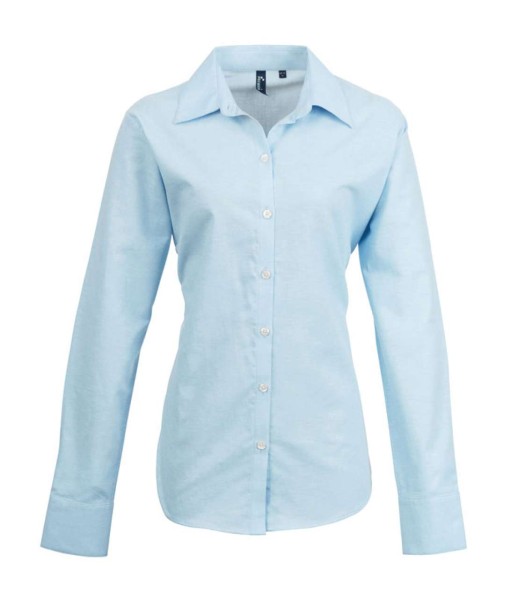 WOMEN'S LONG SLEEVE SIGNATURE OXFORD BLOUSE Kék 